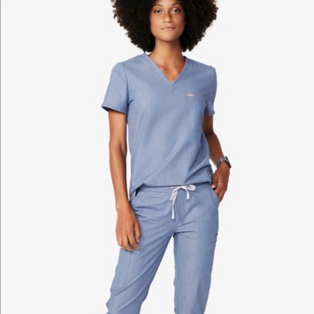 Figs Heather indigo scrub set